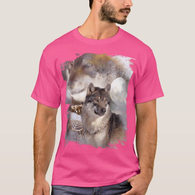 Varg Dreamcatcher Eagle Måne Vargars T Shirt (Framsida)
