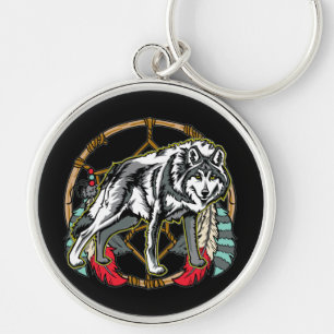 Varg Dreamcatcher Rund Silverfärgad Nyckelring