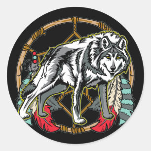 Varg Dreamcatcher Runt Klistermärke