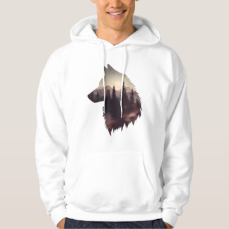 Varg dubbelexponering – Natur Siluett Hoodie