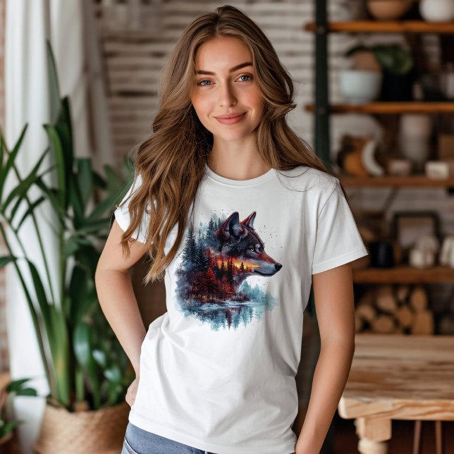 Varg Dubbelexponering T Shirt (Skapare uppladdad)