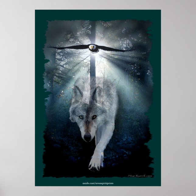 Varg & Eagle Andlig Wildlife Art Poster (Framsidan)