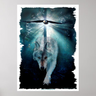 Varg & Eagle Wildlife Art Poster