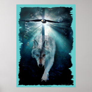 Varg & Eagle Wildlife Art Poster