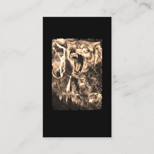 Varg Familjebergen Måne Vargar Forest Visitkort (Framsida)
