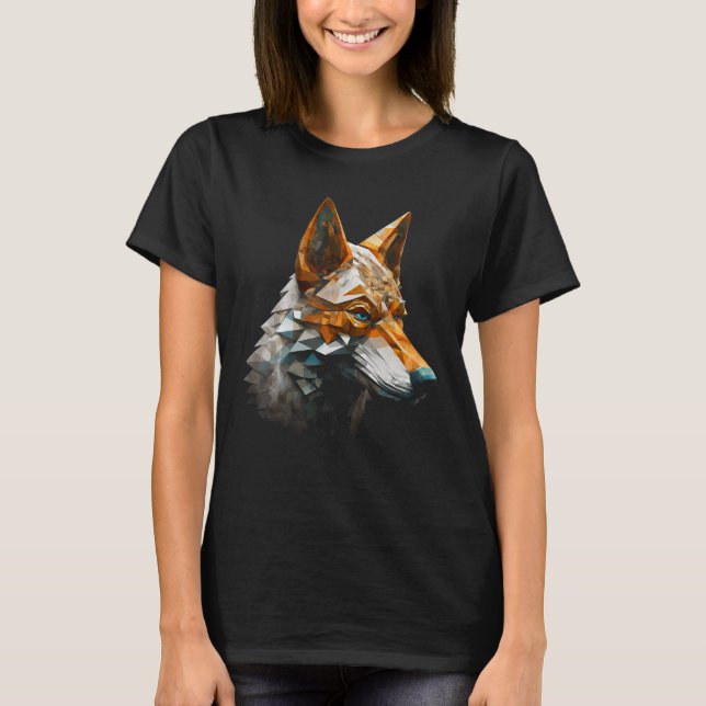 Varg Fantasy Polygon Animal Varg T Shirt (Framsida)
