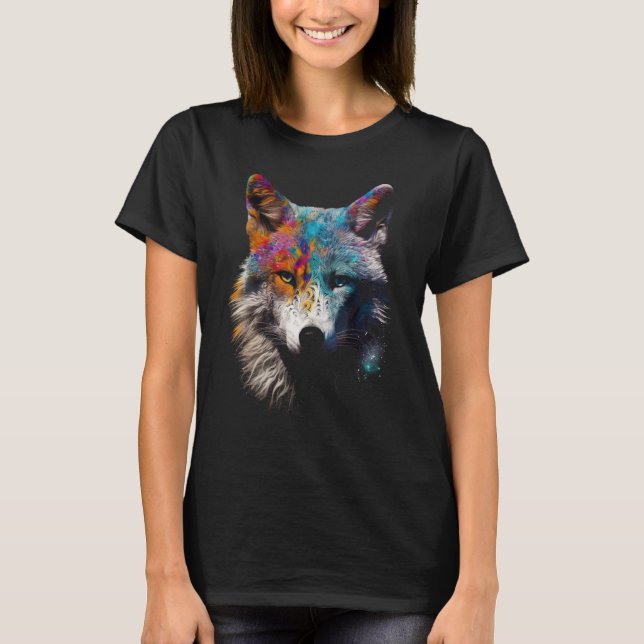 Varg: färgämne i djurmotiv t shirt (Framsida)