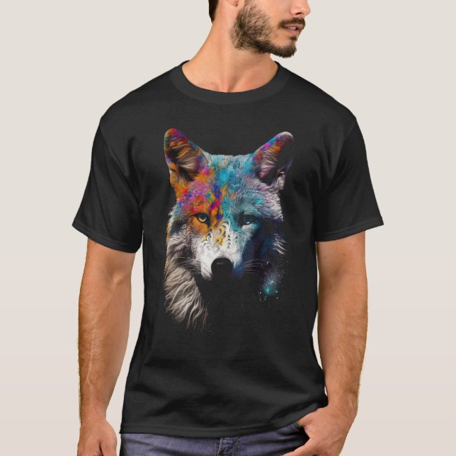 Varg färglös - djurets konstmotiv t shirt (Framsida)