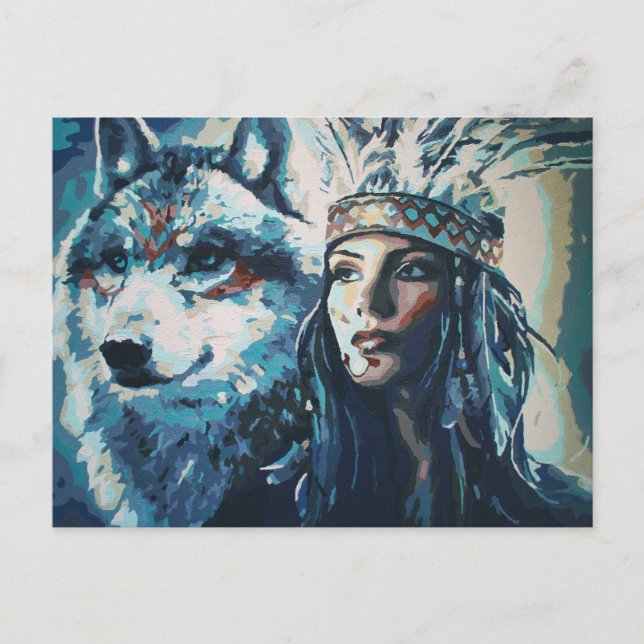 Varg Fine Art Painting-vykort av Freyja Vykort (Framsida)