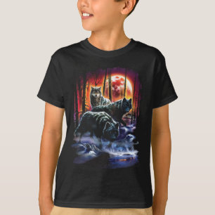 Varg Fire Ice Vargar Family Måne Animal Hund Loyal T Shirt
