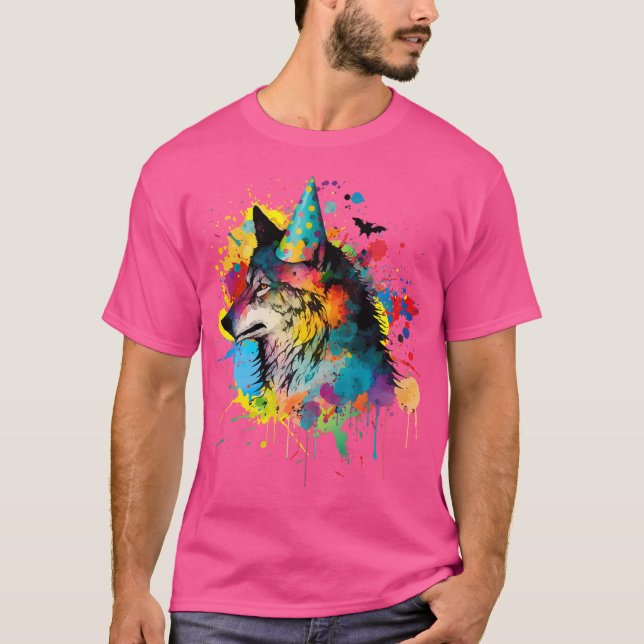 Varg Födelsedag Hat Vargar Party målningsverktyg T Shirt (Framsida)