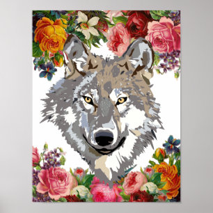 Varg för Elegant av blommigt - liten väggbild Post Poster