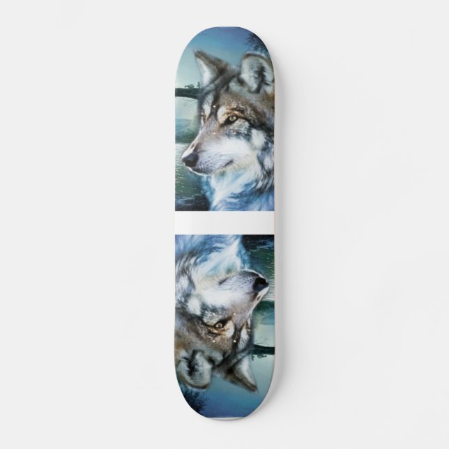 varg för fullmåne för skogsmarkskogmånsken skateboard bräda 19,5 cm (Framsida)