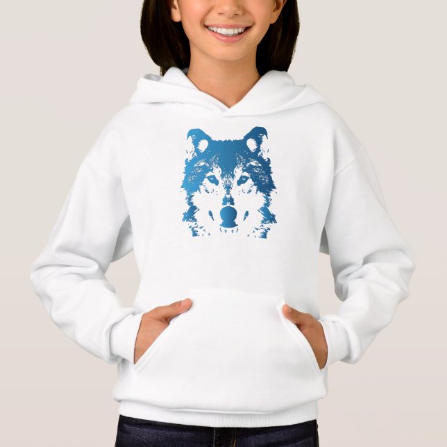 Varg för illustrationisblått tee (Framsida)