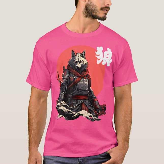 Varg för japansk teckenCoola för japansk Varg T Shirt (Framsida)