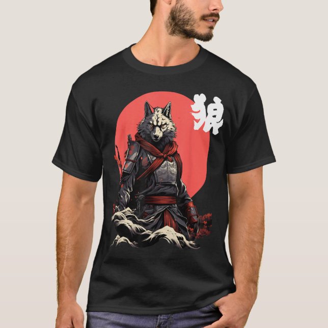 Varg för japansk teckenCoola för japansk Varg T Shirt (Framsida)