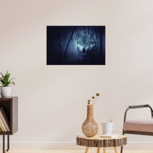 Varg för magisk Vild med Fantastisk Blue Ögon Poster