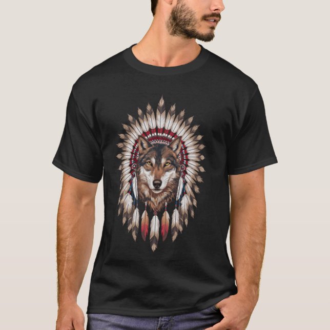 Varg för Native American Feather Klan T Shirt (Framsida)