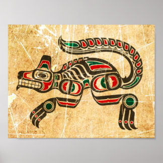 Varg för Scratched och Worn Haida Spirit Poster