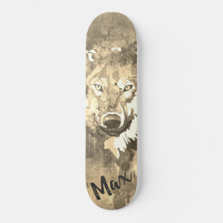 Varg för svartvit grått-abstrakt, vattenfärg mini skateboard bräda 18,5 cm