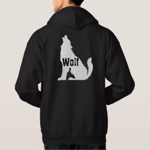 Varg för utformning av coola för honom Svartvit Hoodie
