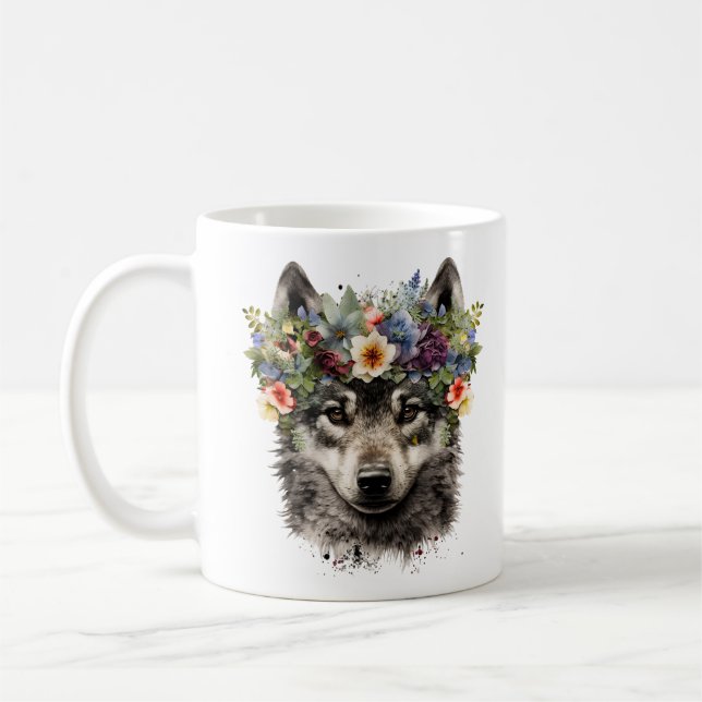 Varg för vattenfärgsBlommigt Kaffemugg (Vänster)