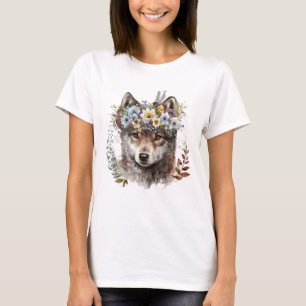 Varg för vattenfärgsBlommigt T Shirt