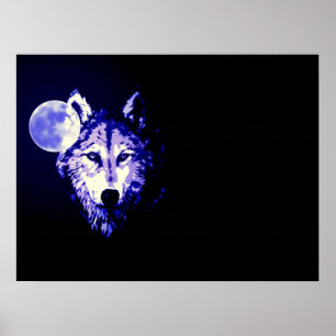 Varg Fullmoon Blue Black Poster