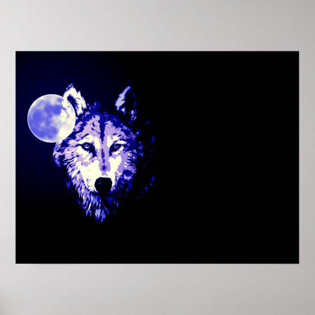 Varg Fullmoon Blue Black Poster (Framsidan)