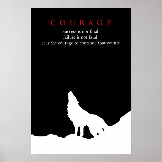 Varg Fullmoon Night Motivational Courage Poster (Framsidan)