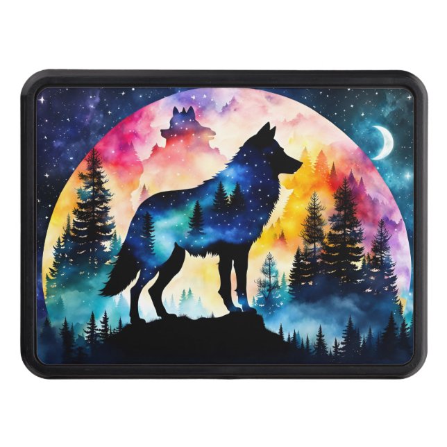 Varg fullt måne träd dragkroksskydd (Framsidan)