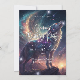 Varg Galaxy Stars Cosmic Födelsedagsfest Inbjudningar