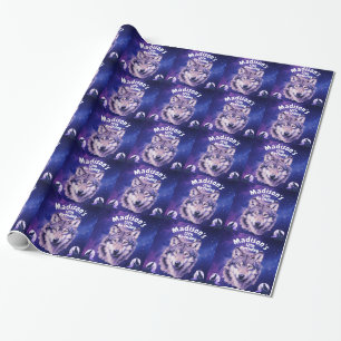 Varg Galaxy Stars Cosmic Födelsedagsfest Presentpapper