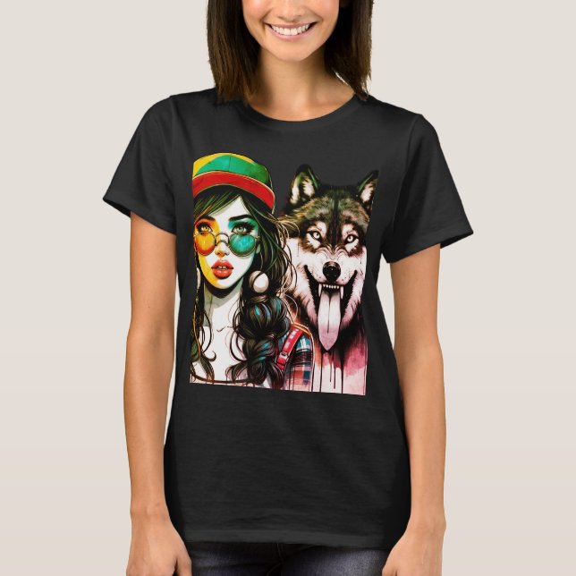 Varg Girl - Bläck Collection T Shirt (Framsida)