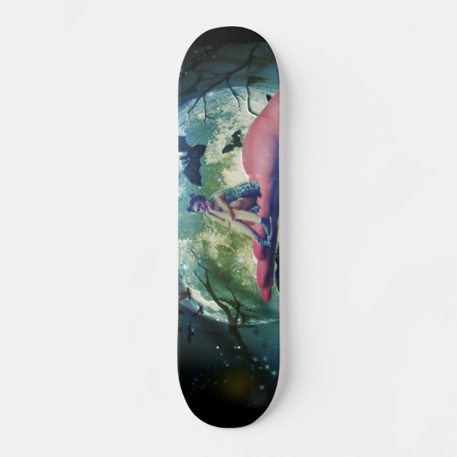 Varg Girl Raven Fladdermus Måne Old School Skateboard Bräda 21,6 Cm (Framsida)