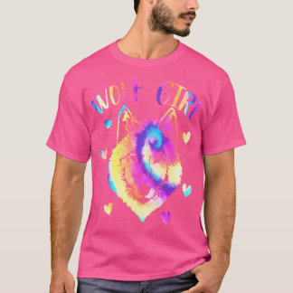 Varg Girl Tie-Dye Cute Bara en flicka som Kärlek W T Shirt