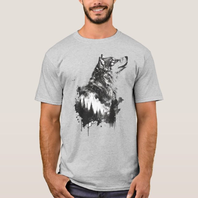 Varg Graphics Art Animal Vargar Fläkt Art T Shirt (Framsida)