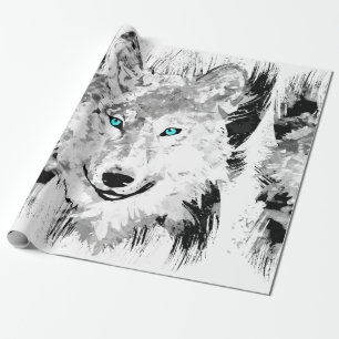 Varg Grått Varg Teckning Papper radbrytning Presentpapper