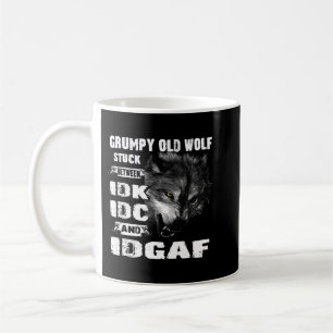 Varg Grumpy Old Varg Stuck mellan IDK IDC och IDG Kaffemugg