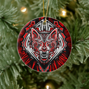 Varg Haida-stammestotemdesign Julgransprydnad Keramik