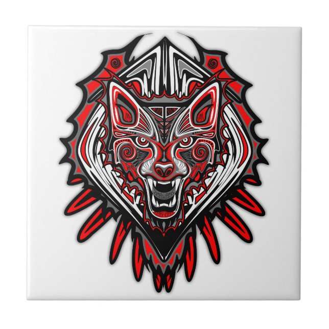 Varg Haida-stammestotemdesign Kakelplatta (Framsidan)