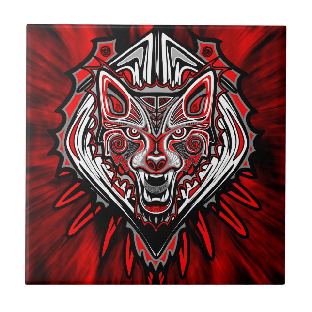 Varg Haida-stammestotemdesign Kakelplatta (Framsidan)