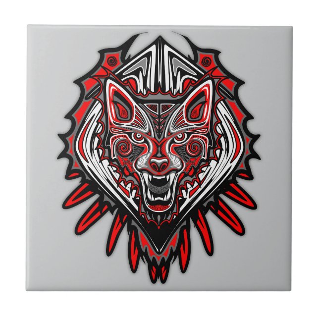 Varg Haida-stammestotemdesign Kakelplatta (Framsidan)