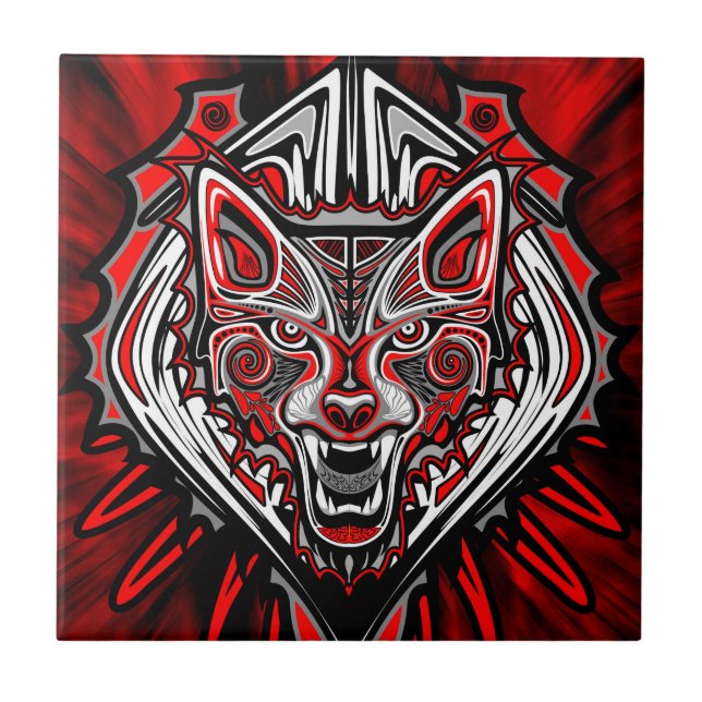 Varg Haida-stammestotemdesign Kakelplatta (Framsidan)
