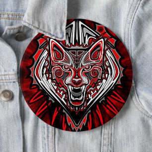 Varg Haida-stammestotemdesign Knapp