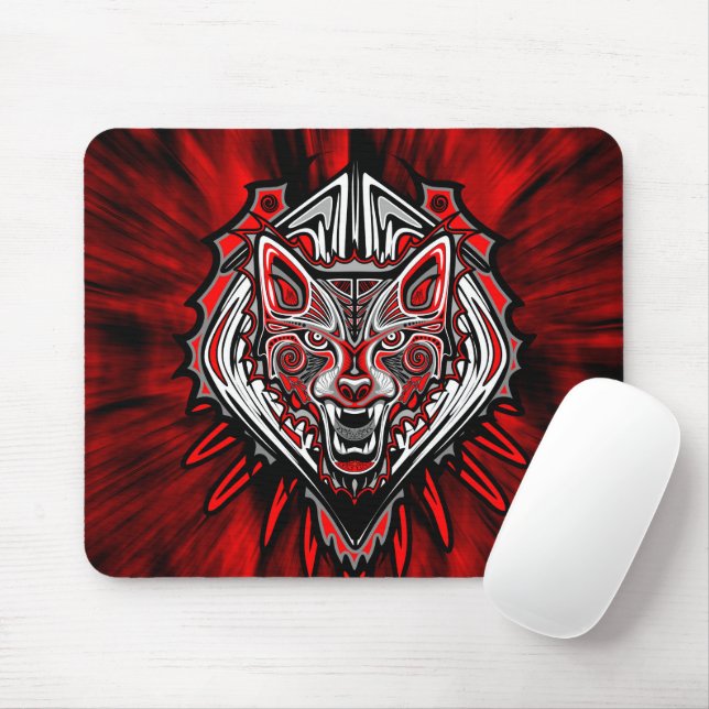 Varg Haida-stammestotemdesign Musmatta (Med mus)