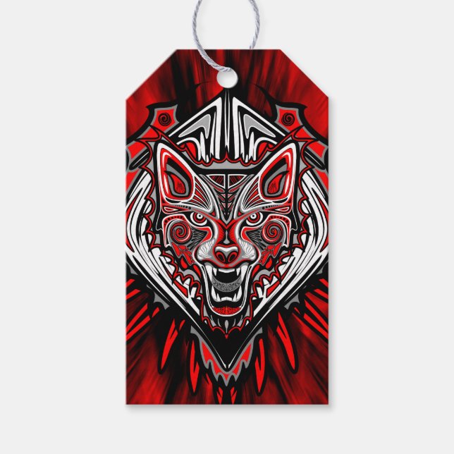 Varg Haida-stammestotemdesign Presentetikett (Framsidan)