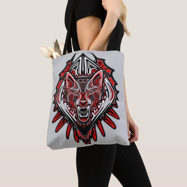 Varg Haida-stammestotemdesign Tygkasse (Närbild)
