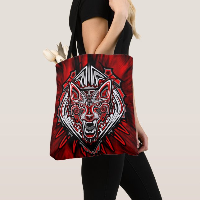 Varg Haida-stammestotemdesign Tygkasse (Närbild)