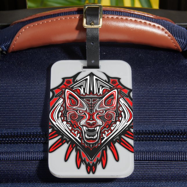 Varg Haida Tribal Totem Design Bagagebricka (Framsida Insitu 2)